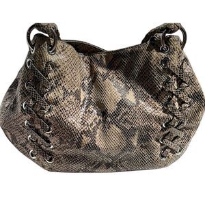 Michael Kors Python Satchel Y2K Laced Large Silver Hardware Pockets Shoulder